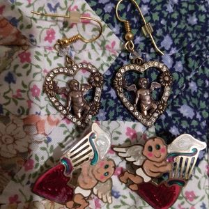 2 pair cupid earrings